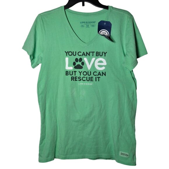 Life is Good Crusher Lite Rescue Short Sleeve T-Shirt Size Medium Adopt NWT - Picture 1 of 10